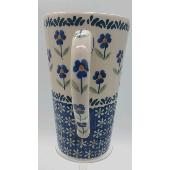 Polish Pottery Bistro Coffee Cup Mug J Frankow Poland Hand Painted 12 oz - Picture 4 of 7